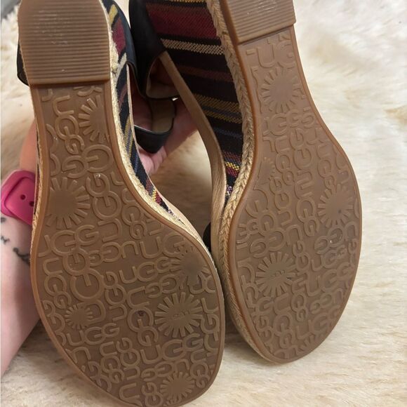 Ugg Black Wedge Sandals with Rainbow Heels - Picture 6 of 8